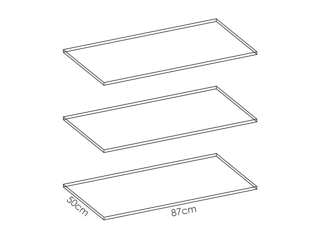 Pack de 3 estantes Laura acabado blanco. 1,6 cm(alto)87,4 cm(ancho)51 cm(fondo)