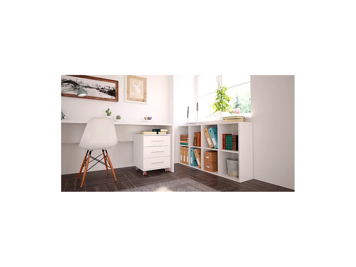 Buck con ruedas acabado blanco 58 cm(alto)45.5 cm(ancho)44 cm(fondo).