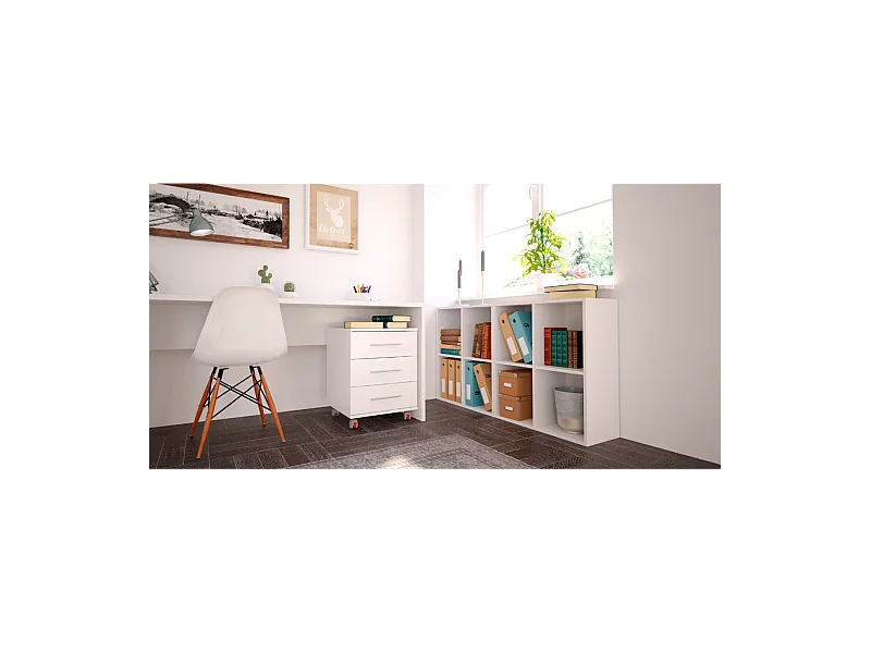 Buck con ruedas acabado blanco 58 cm(alto)45.5 cm(ancho)44 cm(fondo).