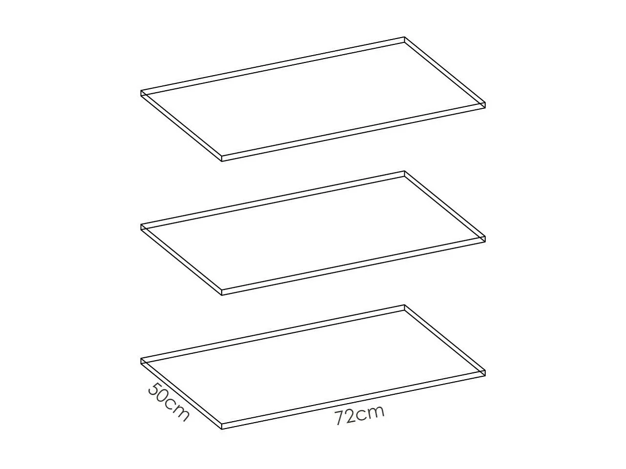 Pack de 3 estantes Laura acabado blanco. 1,6 cm(alto)72,4 cm(ancho)51 cm(fondo)