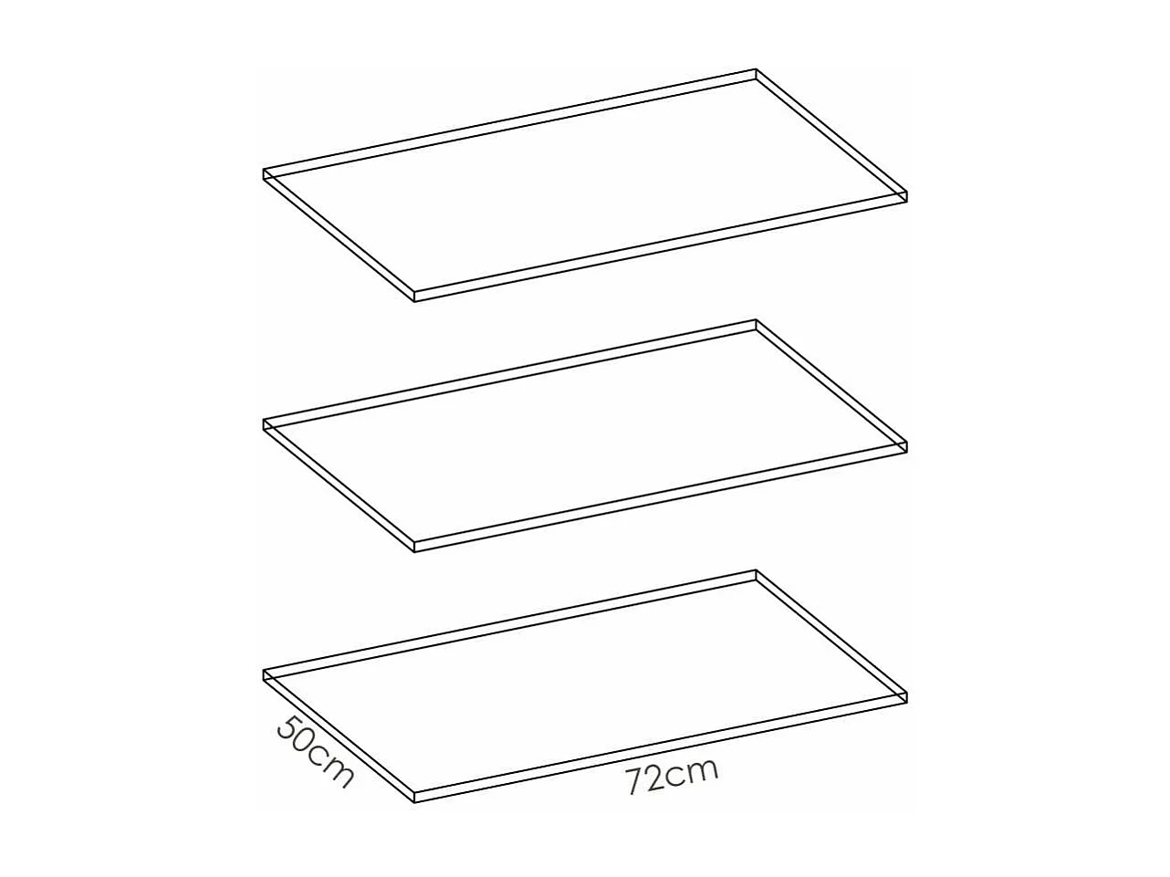 Pack de 3 estantes Laura acabado blanco. 1,6 cm(alto)72,4 cm(ancho)51 cm(fondo)