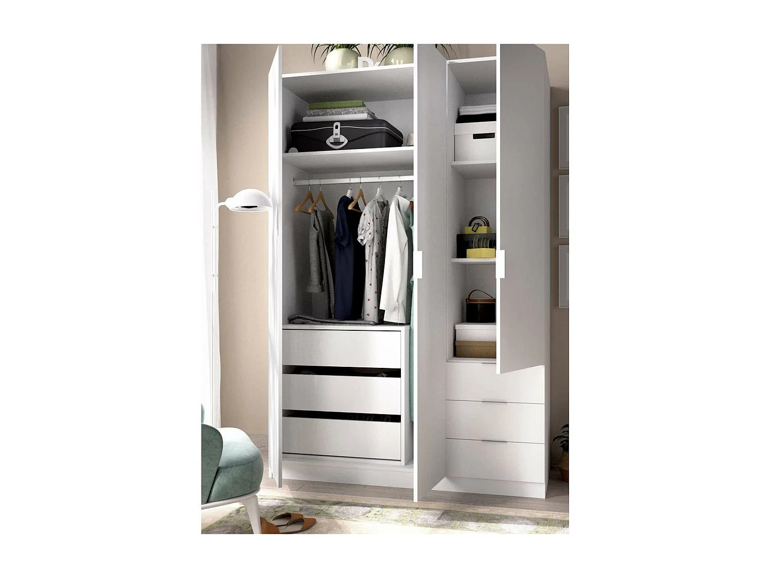 Cajonera Lola con 3 cajones en blanco, 60 cm(alto)60 cm(ancho)40 cm(fondo)