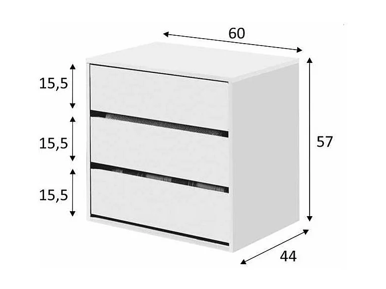 Cajonera TXT acabado blanco 57 cm(alto)60 cm(ancho)44 cm(fondo)