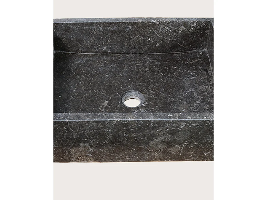 Malka - Vasque à poser rectangle marbre terrazzo premium noire