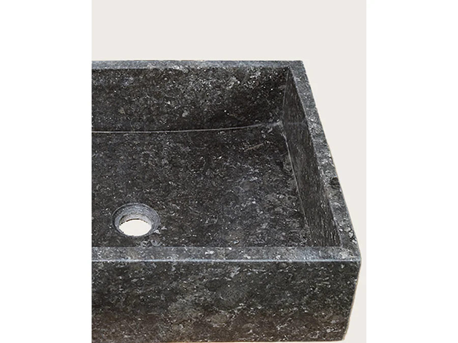 Malka - Vasque à poser rectangle marbre terrazzo premium noire