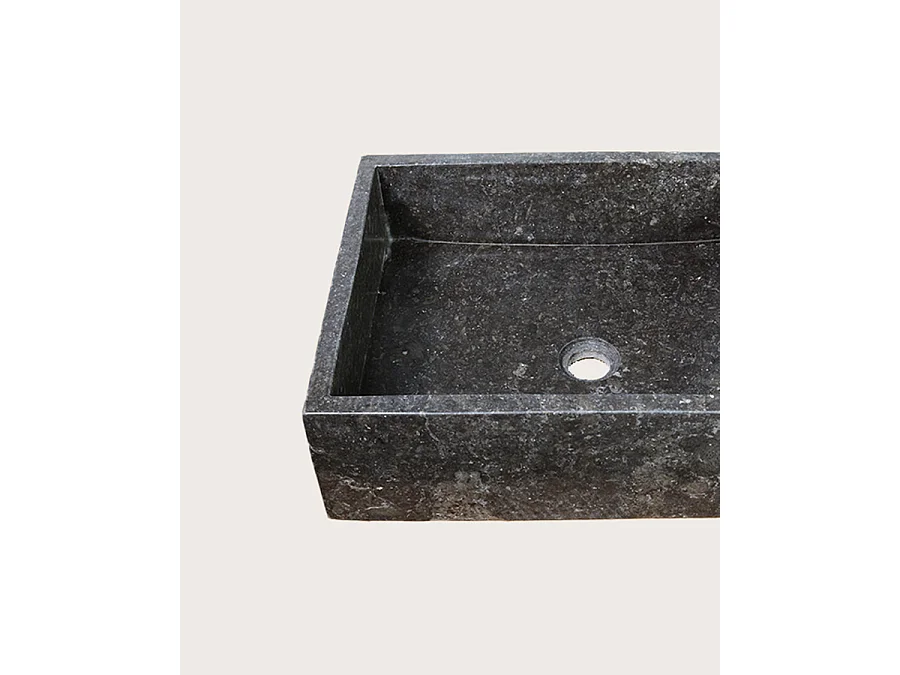 Malka - Vasque à poser rectangle marbre terrazzo premium noire