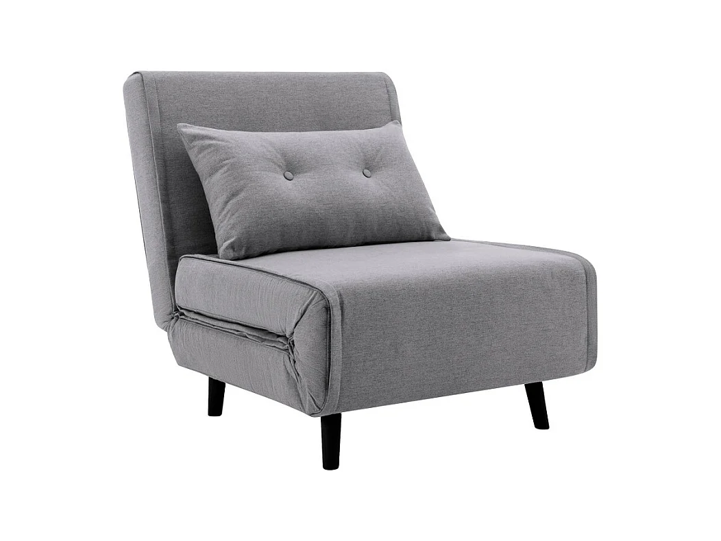 Sofá convertible en cama Pegaso abertura rápida de 1 plaza de tela en gris y patas  altas negras