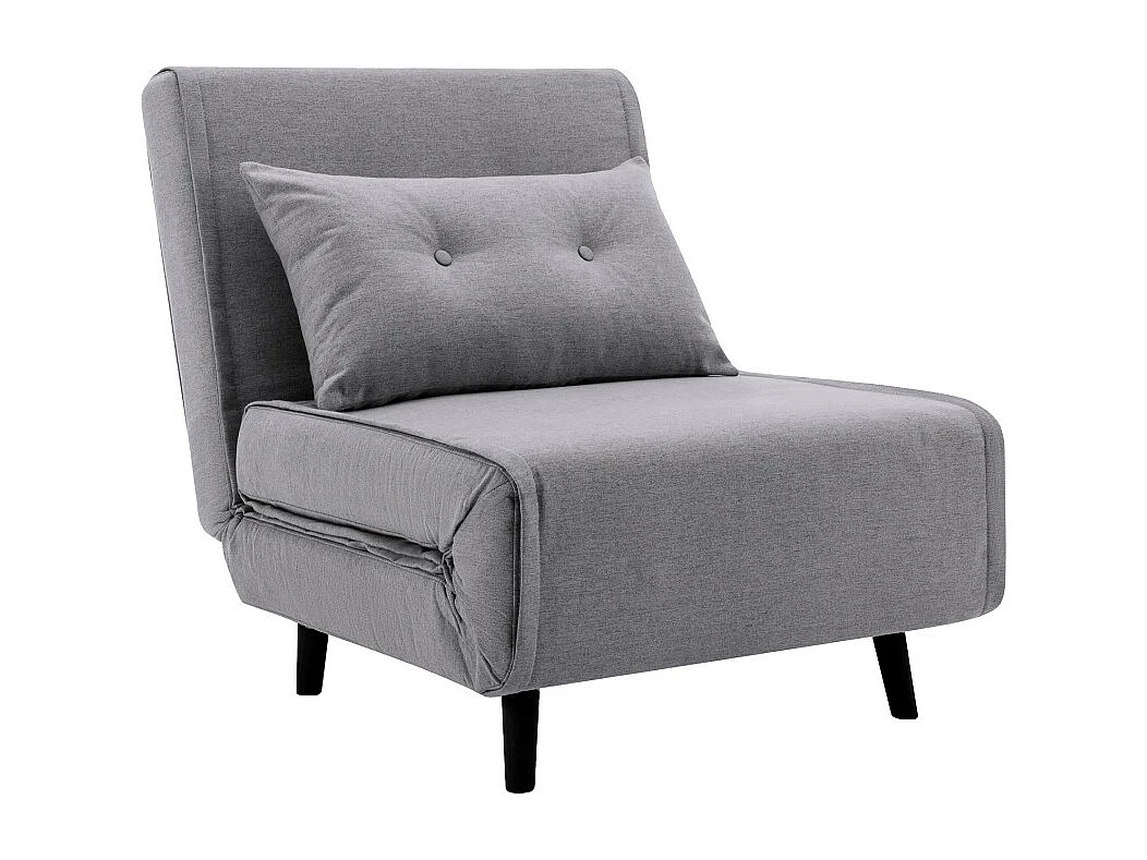 Sofá convertible en cama Pegaso abertura rápida de 1 plaza de tela en gris y patas  altas negras