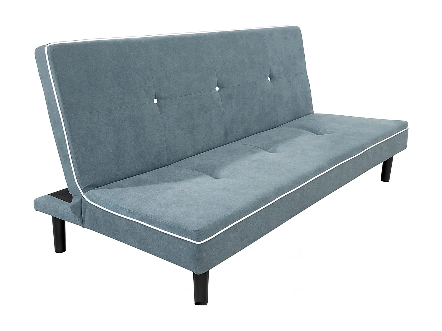 Sofá cama clic clac de 87x190x88 cm de tela en color gris y patas de metal plateadas Sol