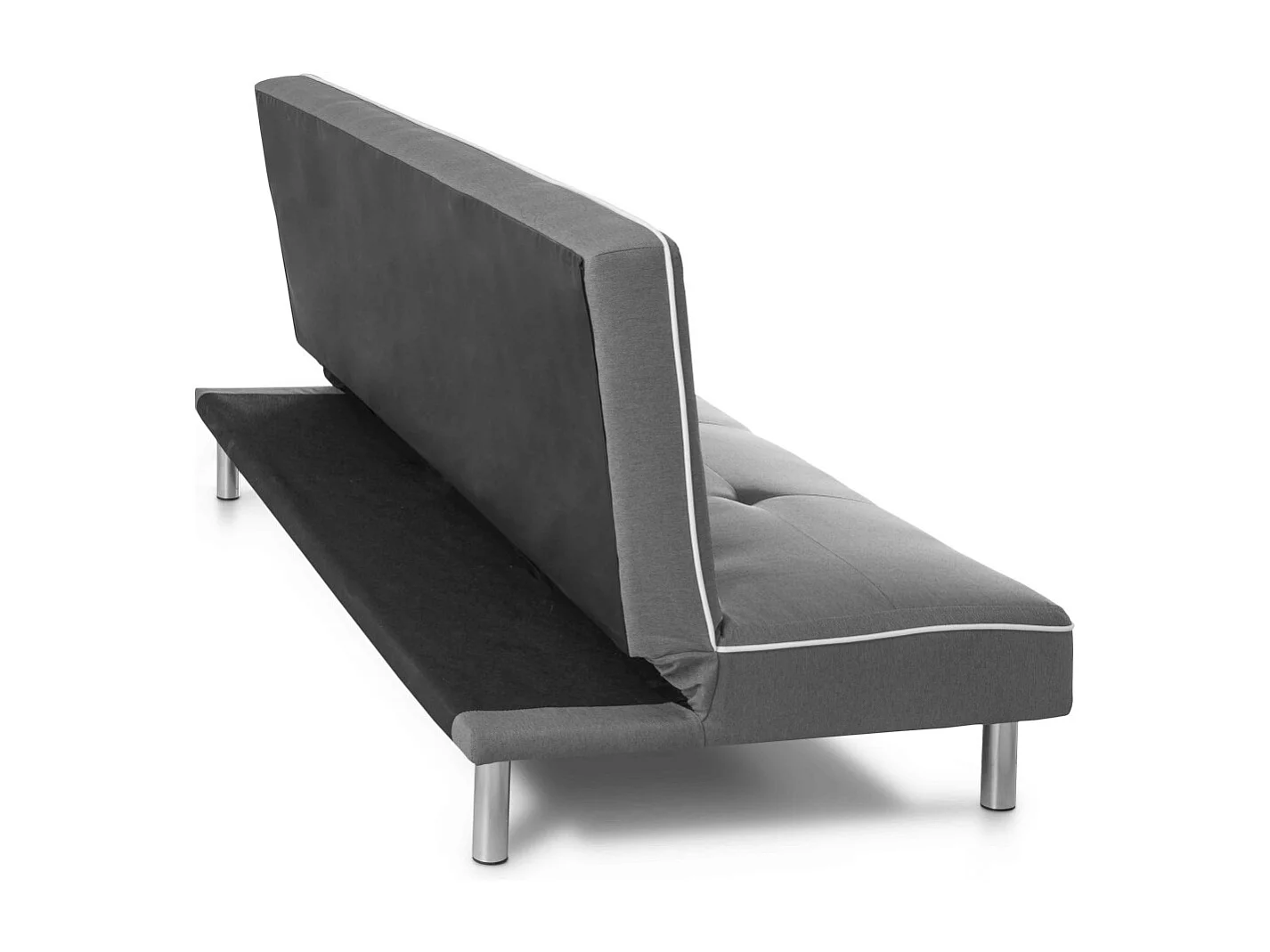 Sofá cama clic clac de 87x190x88 cm de tela en color gris y patas de metal plateadas Sol
