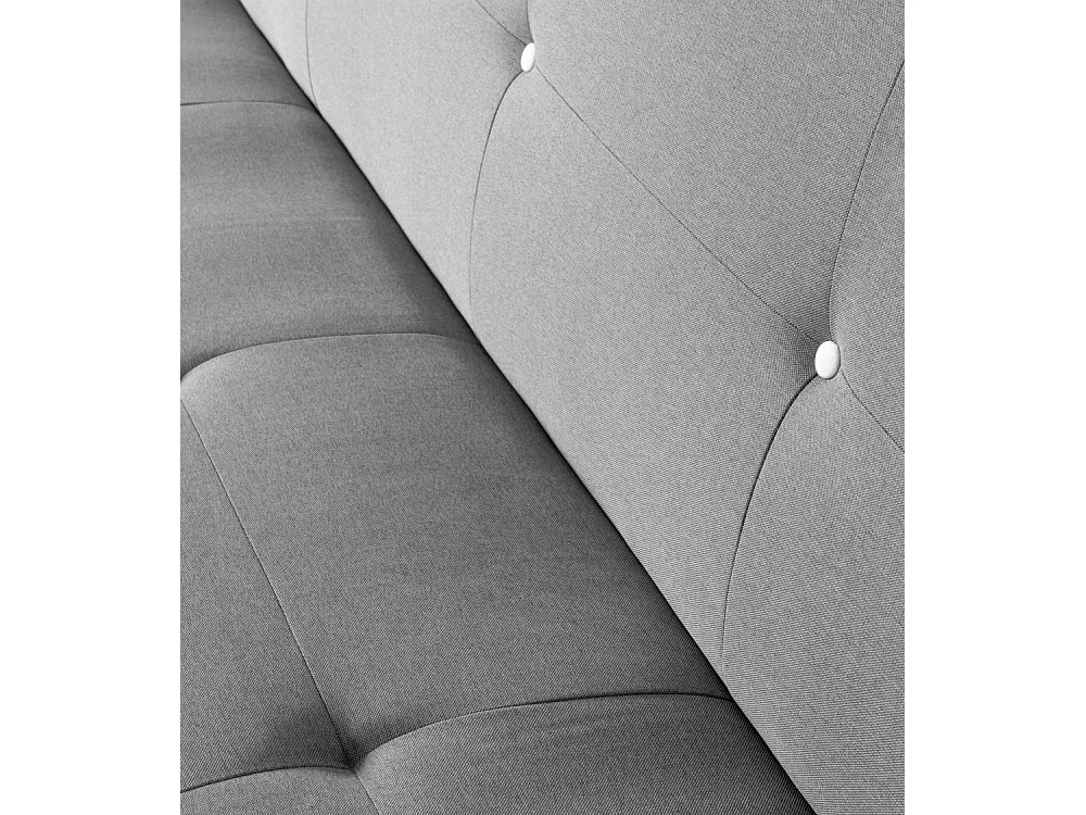 Sofá cama clic clac de 87x190x88 cm de tela en color gris y patas de metal plateadas Sol