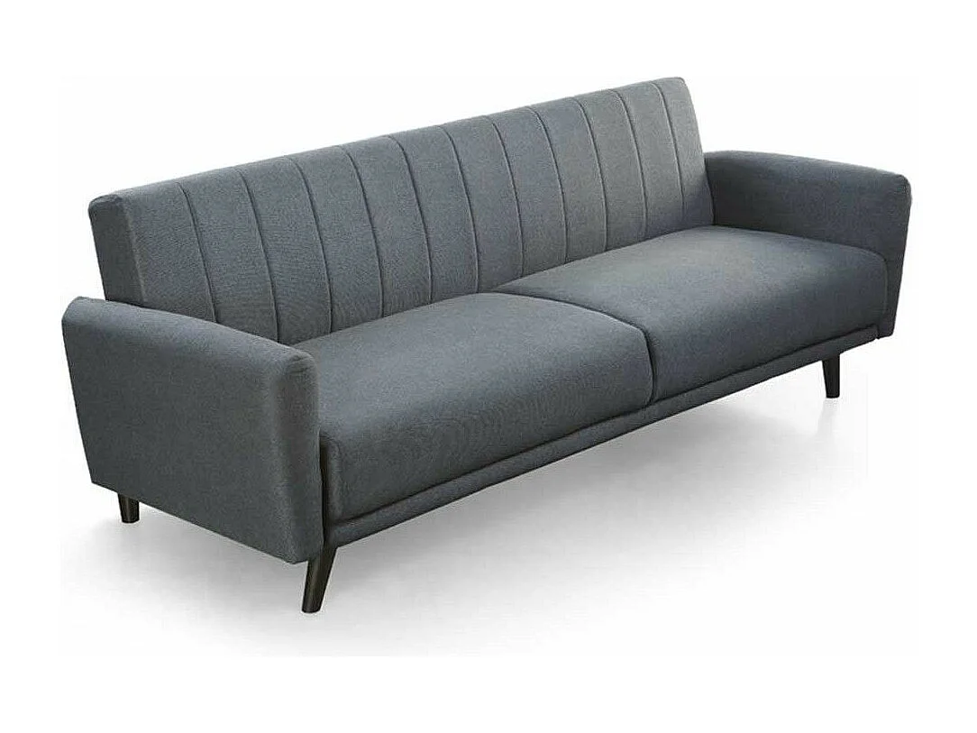 Sofá cama de 85x214x85 cm de tela en color gris con patas de metal en color oscuro Axel