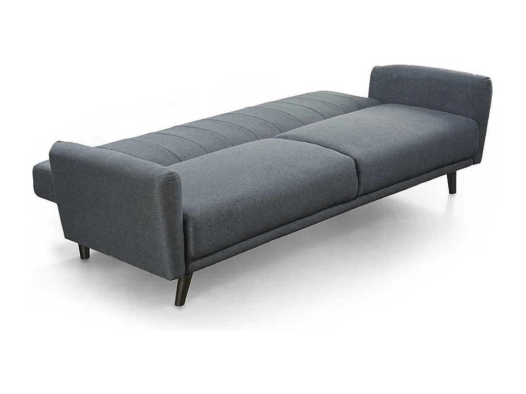 Sofá cama de 85x214x85 cm de tela en color gris con patas de metal en color oscuro Axel