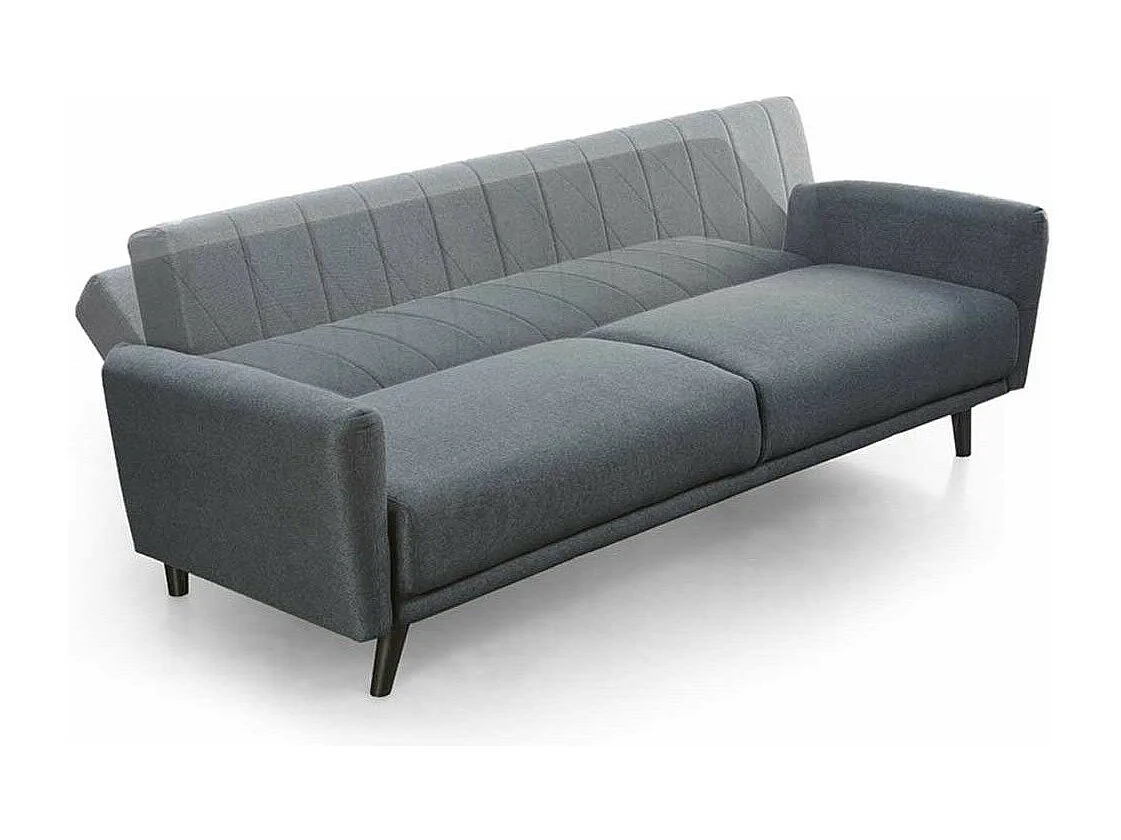 Sofá cama de 85x214x85 cm de tela en color gris con patas de metal en color oscuro Axel