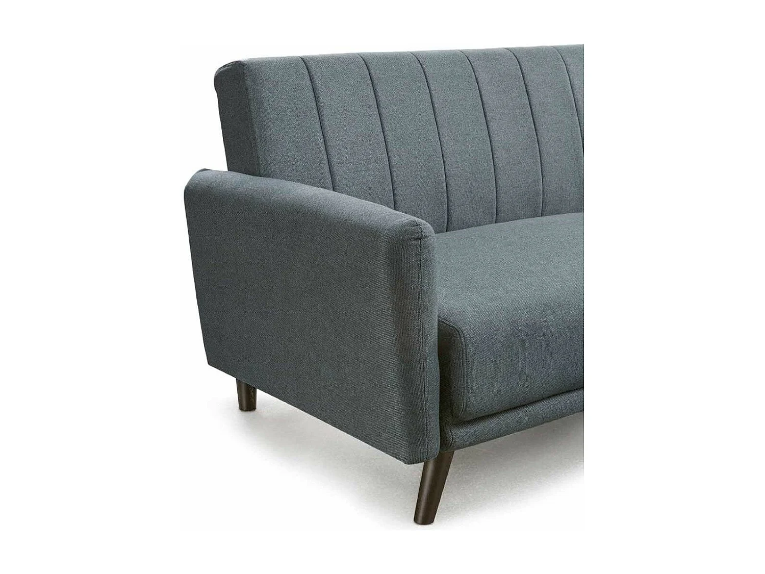 Sofá cama de 85x214x85 cm de tela en color gris con patas de metal en color oscuro Axel