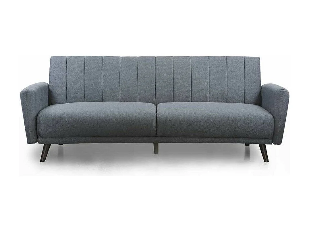Sofá cama de 85x214x85 cm de tela en color gris con patas de metal en color oscuro Axel