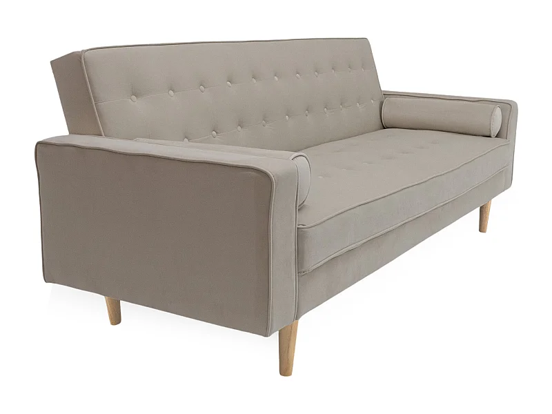 Sofá cama de 3 plazas de 100x210x89 cm de terciopelo en color verde y patas en roble Green