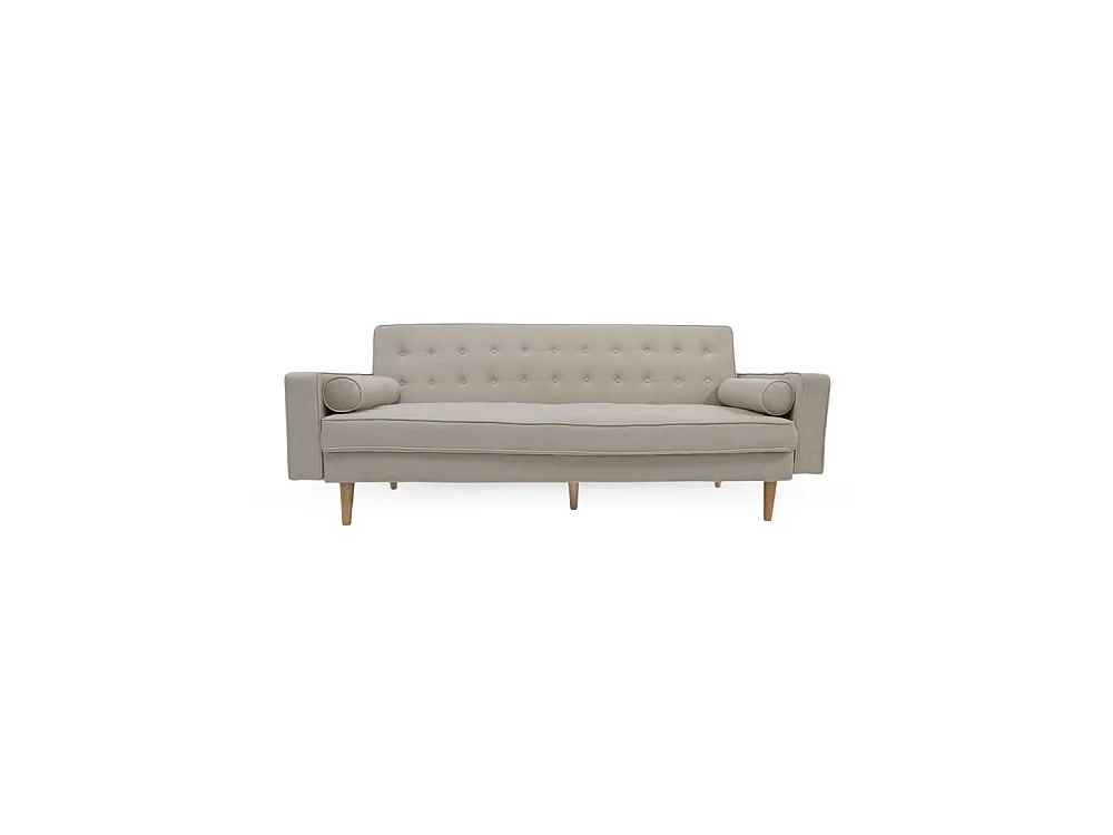 Sofá cama de 3 plazas de 100x210x89 cm de terciopelo en color verde y patas en roble Green