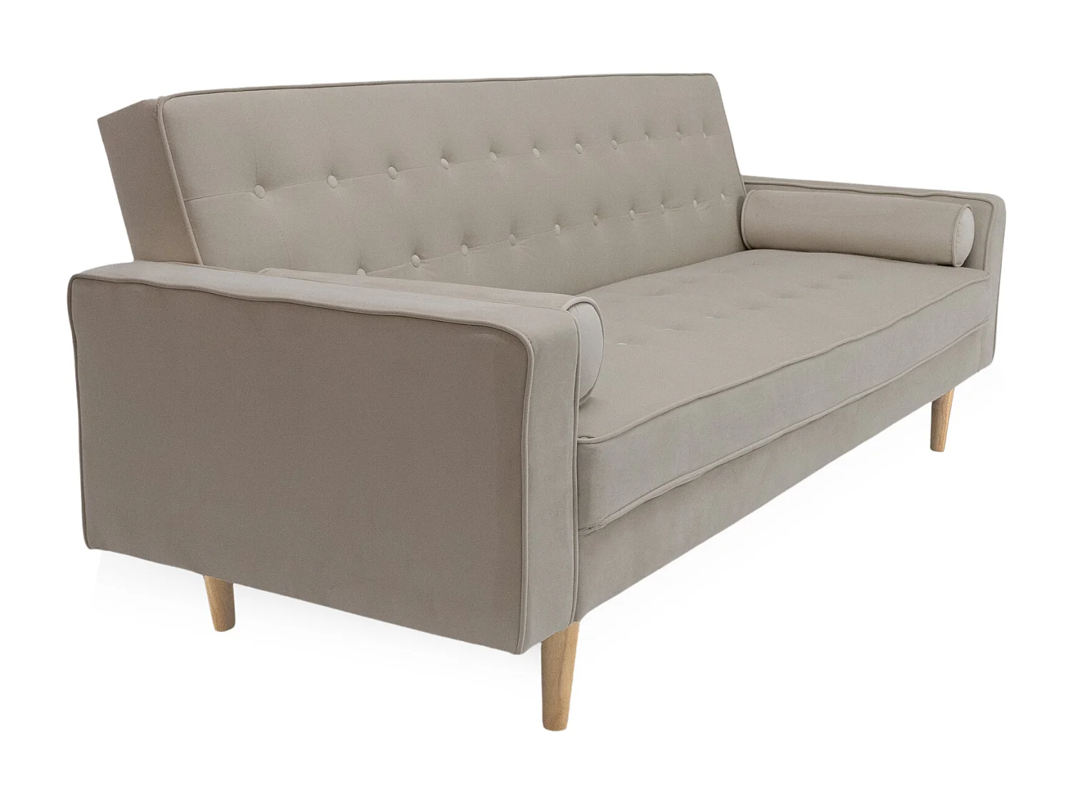 Sofá cama de 3 plazas de 100x210x89 cm de terciopelo en color verde y patas en roble Green