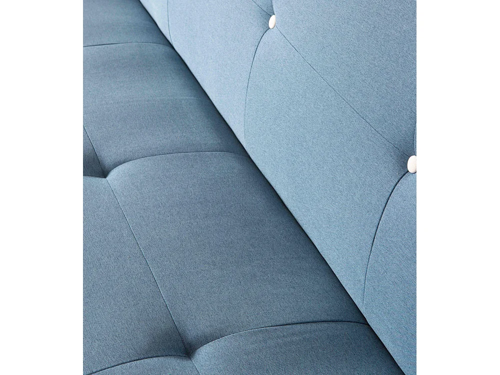 Sofá cama clic clac de 87x190x88 cm de tela en color azul y patas de metal plateadas Sol