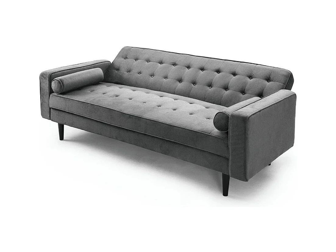 Sofá cama de 3 plazas de 100x210x89 cm de terciopelo en color gris y patas negras Green