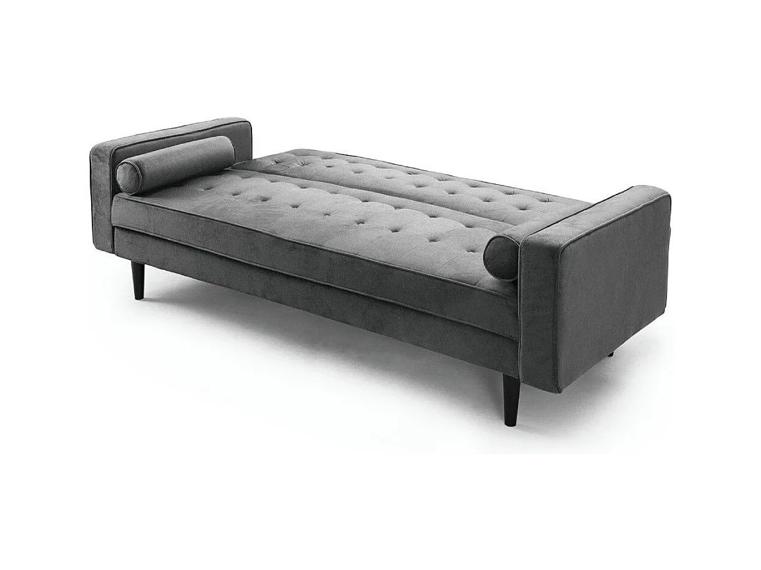Sofá cama de 3 plazas de 100x210x89 cm de terciopelo en color gris y patas negras Green