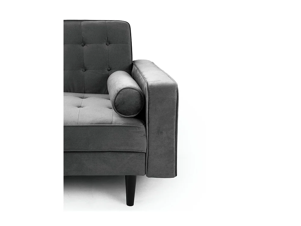 Sofá cama de 3 plazas de 100x210x89 cm de terciopelo en color gris y patas negras Green