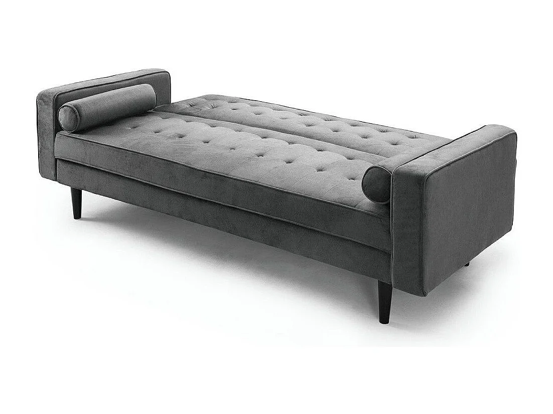 Sofá cama de 3 plazas de 100x210x89 cm de terciopelo en color gris y patas negras Green