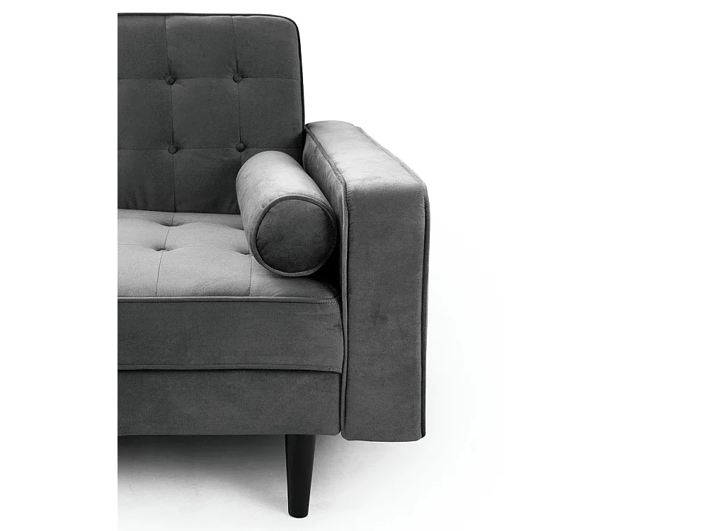 Sofá cama de 3 plazas de 100x210x89 cm de terciopelo en color gris y patas negras Green