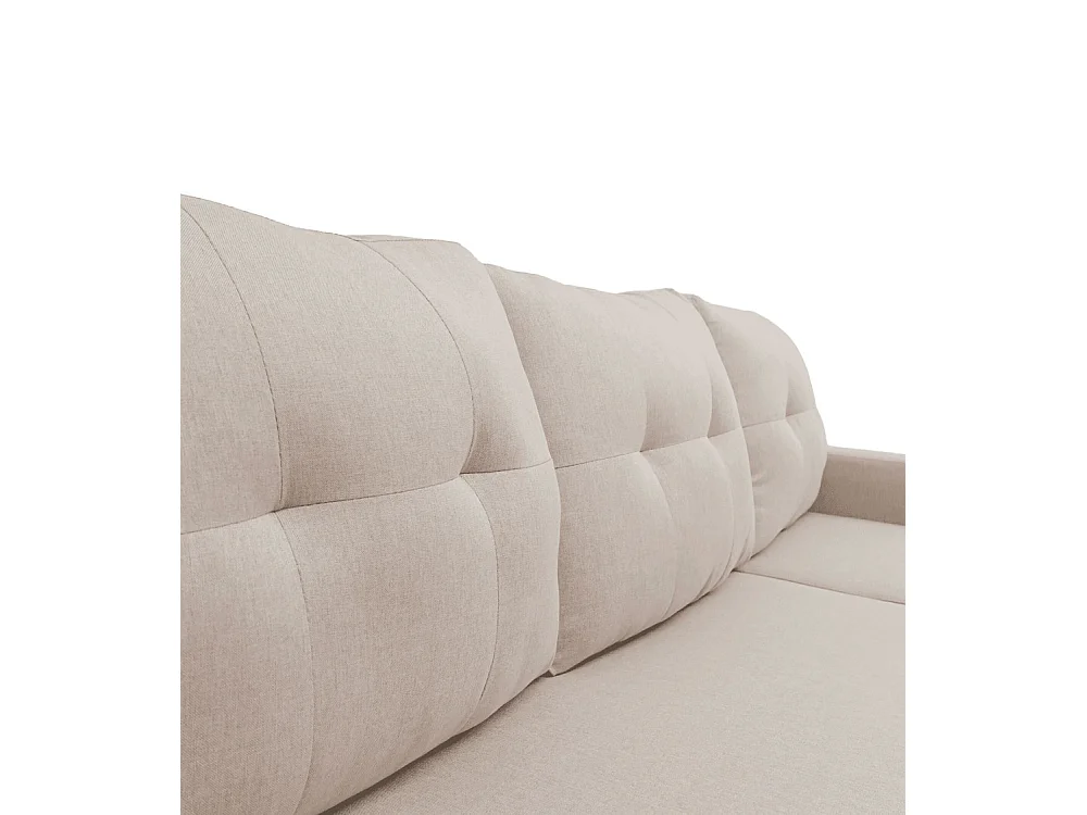 Sofá chaise longue reversible de 3 plazas de 90x229x148 cm de tela beige y arcón Clony II