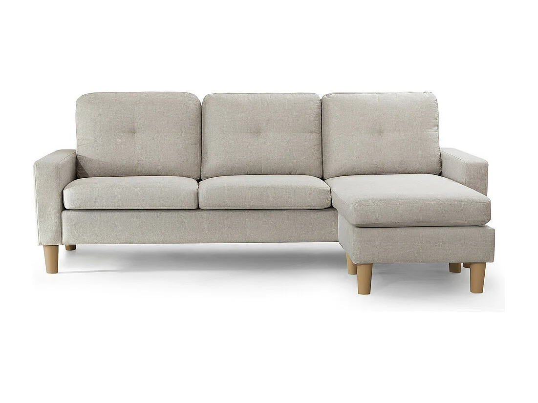 Sofá chaise longue de 87x184x74 cm de tela en color beige y patas de imitación madera en beige Clin