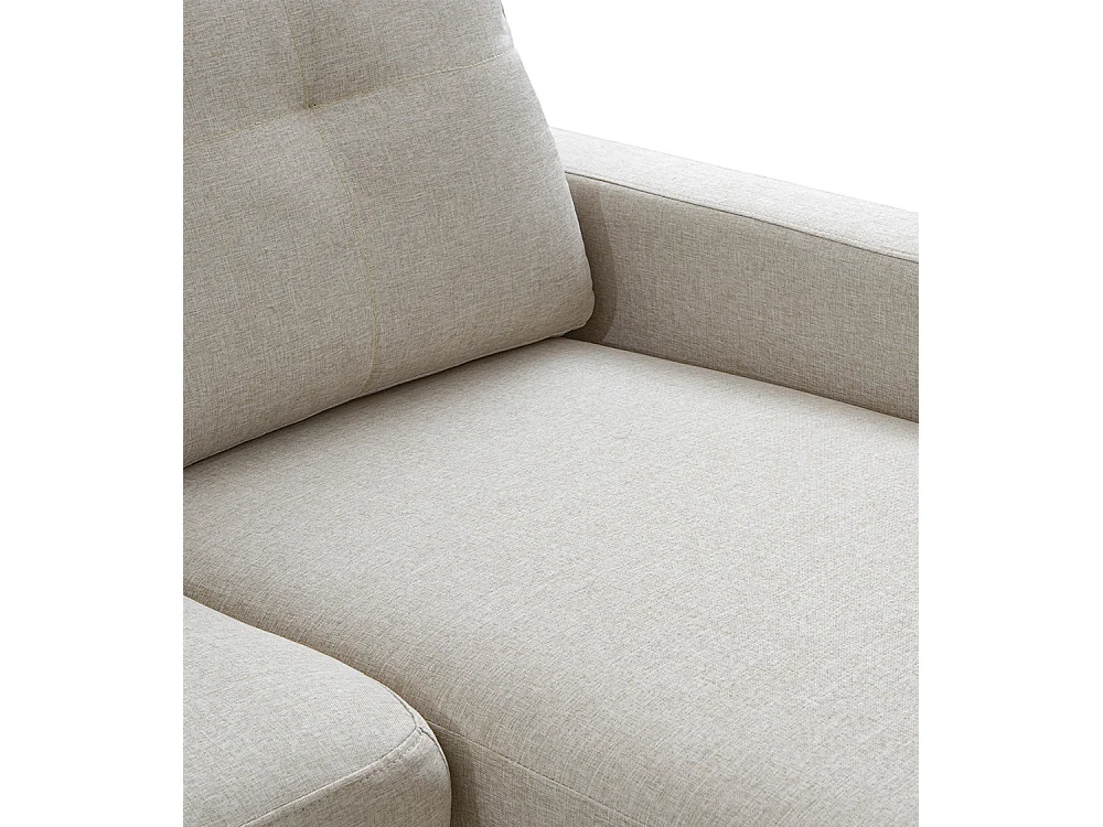 Sofá chaise longue de 87x184x74 cm de tela en color beige y patas de imitación madera en beige Clin