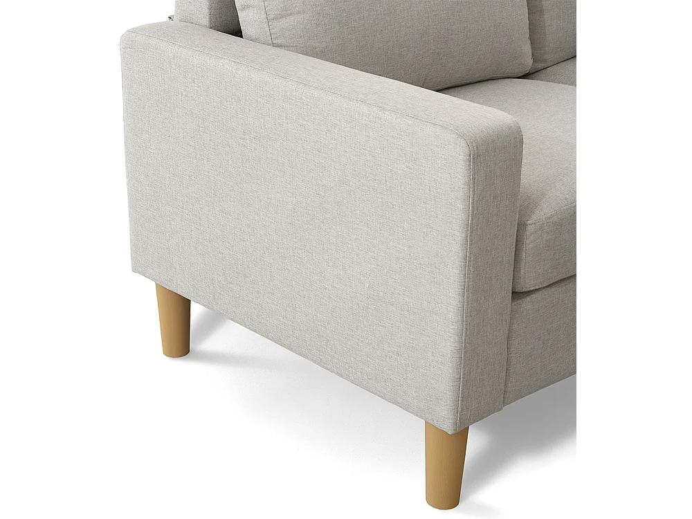 Sofá chaise longue de 87x184x74 cm de tela en color beige y patas de imitación madera en beige Clin