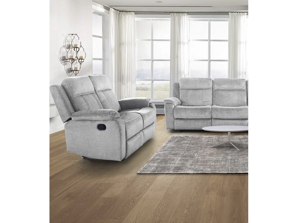 Sofá relax de 2 plazas reclinable manual de 102x148x95 cm de tela en color gris Reimon