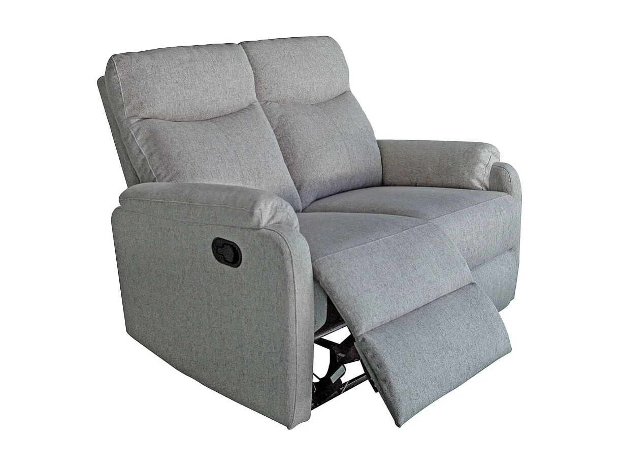 Sofá relax de 2 plazas de 101x126x95 cm de tela en color gris con reclinación manual Zar
