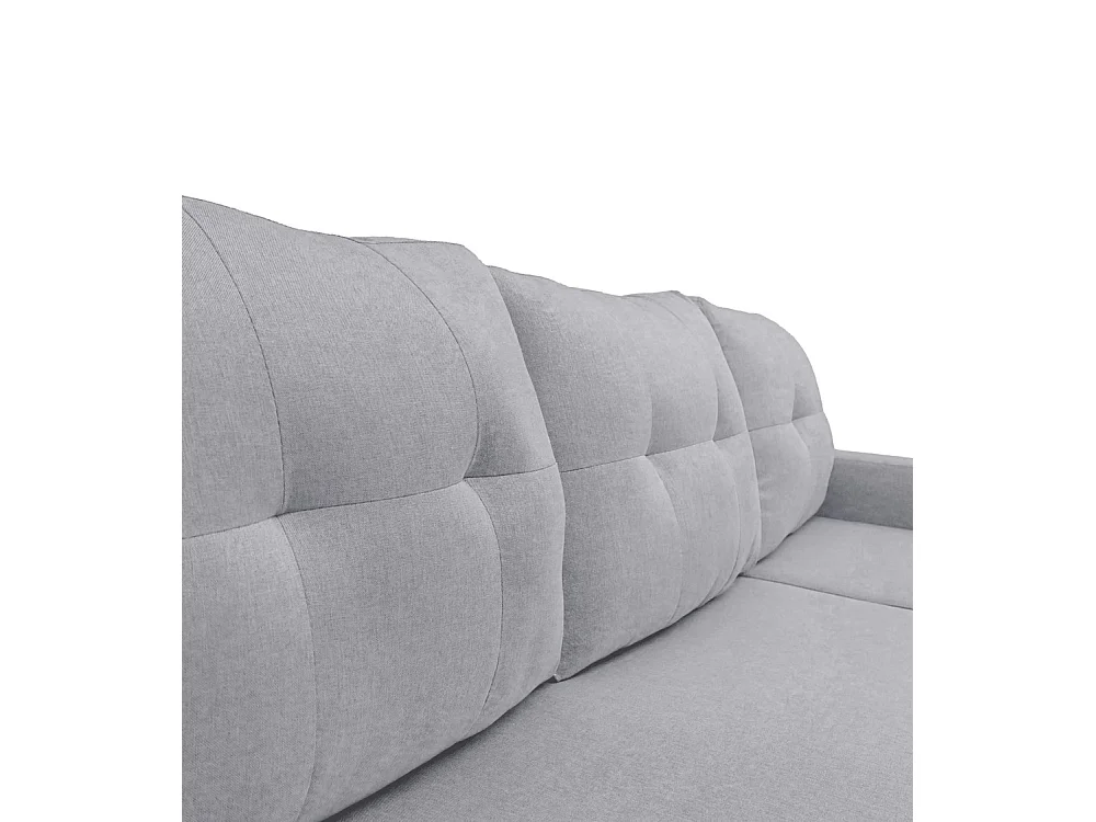 Sofá chaise longue reversible de 3 plazas de 90x229x148 cm de tela gris y arcón Clony II