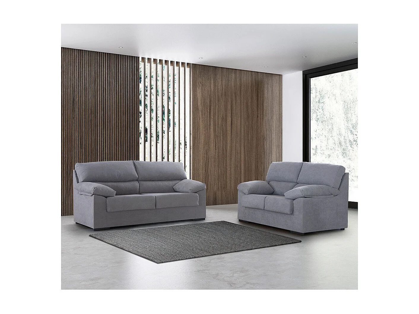 Sofá de 2 plazas de 140x97x85 cm de tela de microfibra antimanchas en gris claro Denver