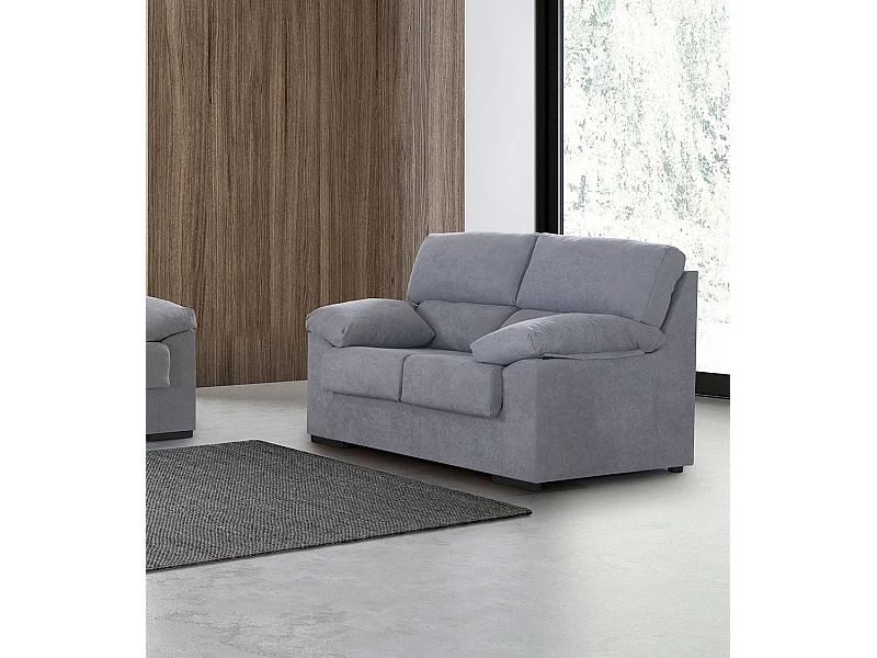 Sofá de 2 plazas de 140x97x85 cm de tela de microfibra antimanchas en gris claro Denver