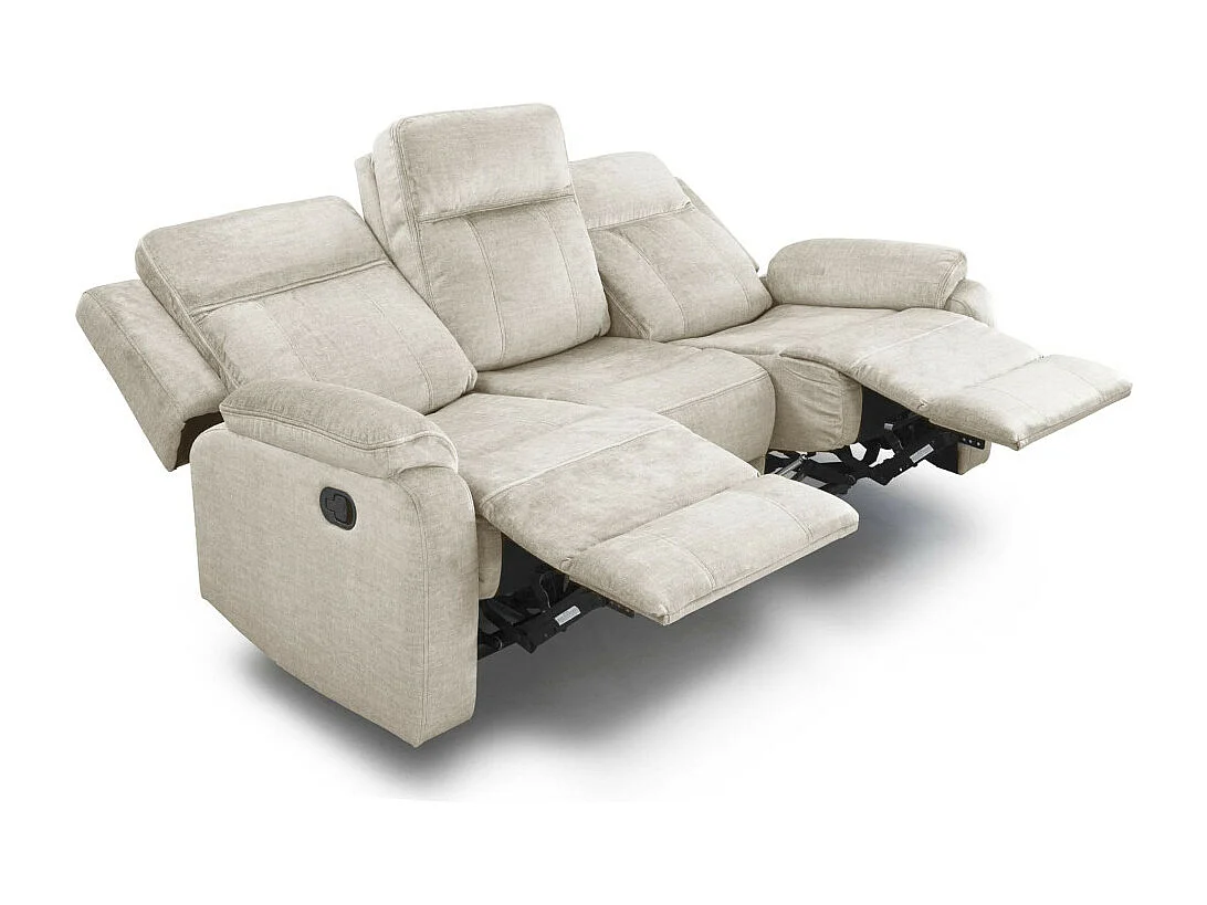 Sofá relax de 3 plazas reclinable manual de 101x203x95 cm de tela en color beige Reimon