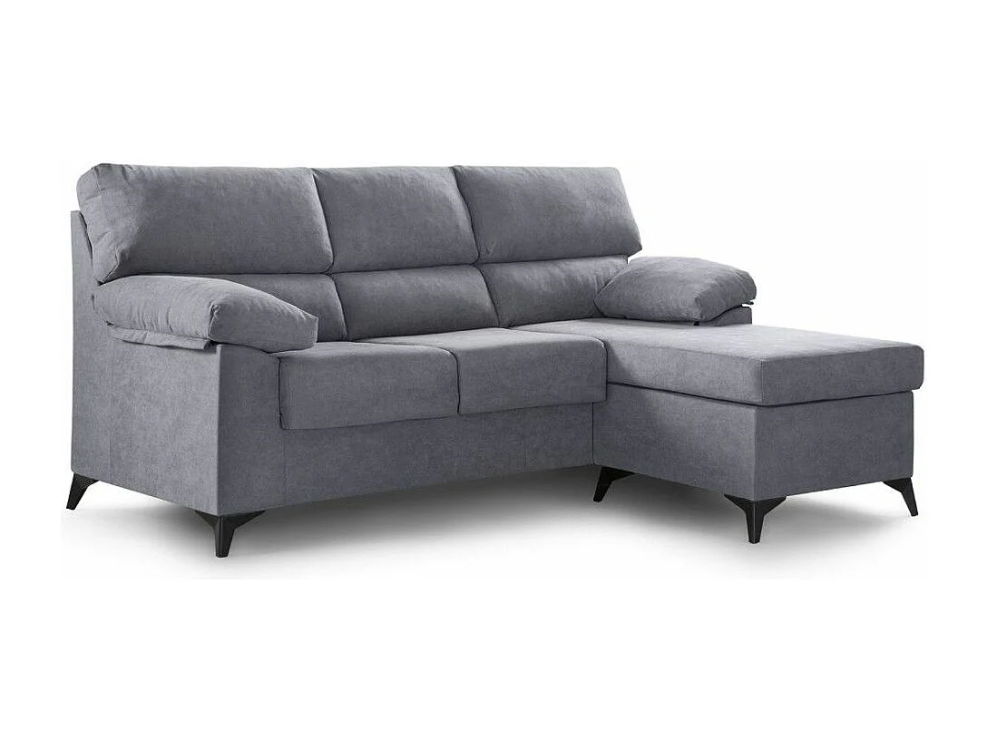 Sofá Chaise Longue de 100x200x157 cm de tela en color gris y patas en color negro Hilton