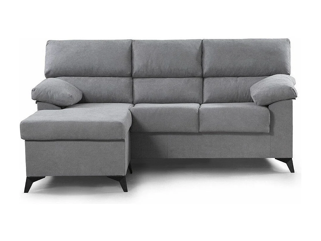 Sofá Chaise Longue de 100x200x157 cm de tela en color gris y patas en color negro Hilton