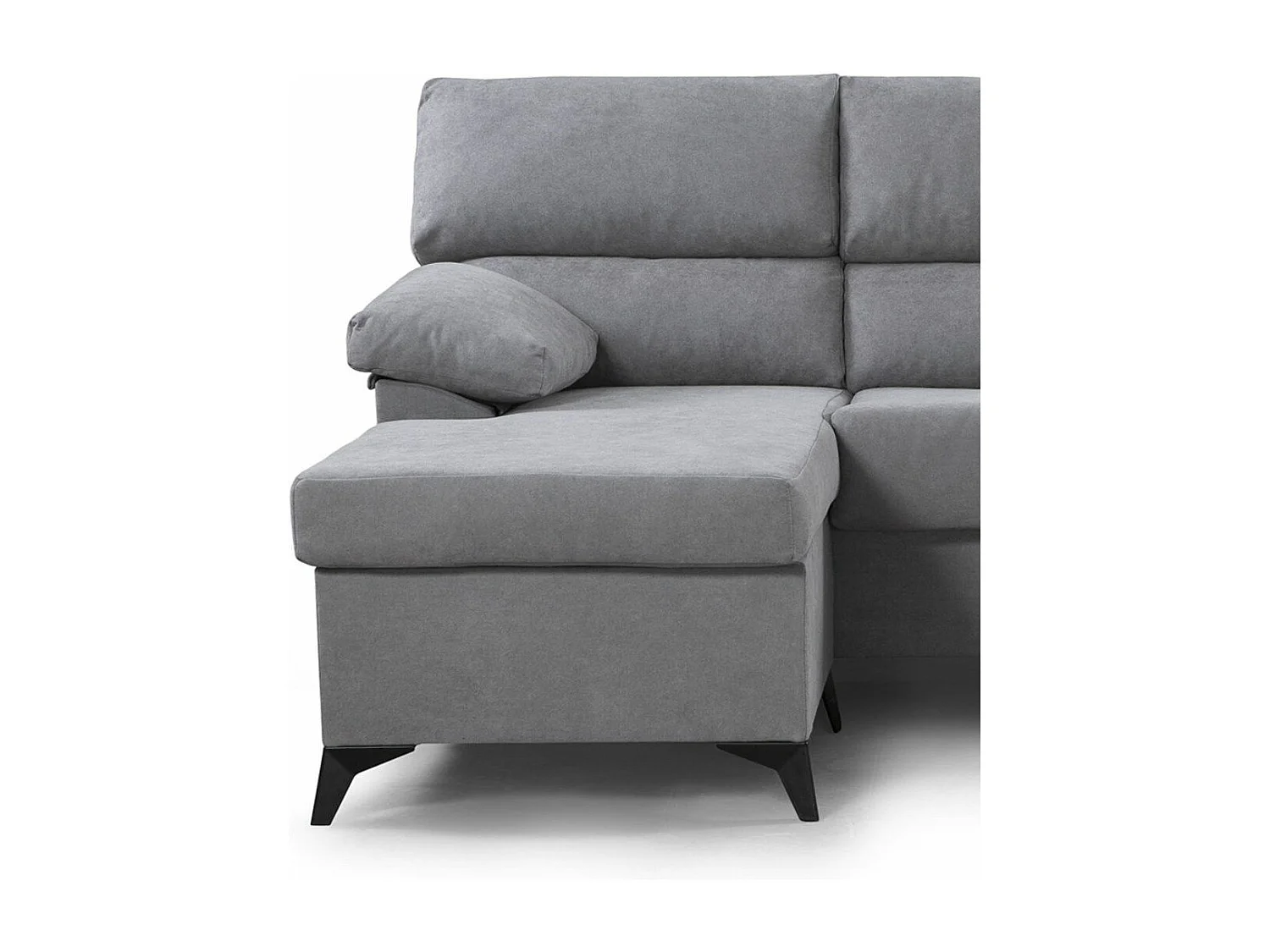 Sofá Chaise Longue de 100x200x157 cm de tela en color gris y patas en color negro Hilton