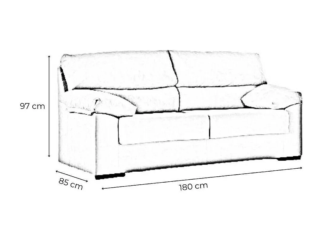 Sofá de 3 plazas de 180x97x85 cm de tela de microfibra antimanchas en color beige Denver