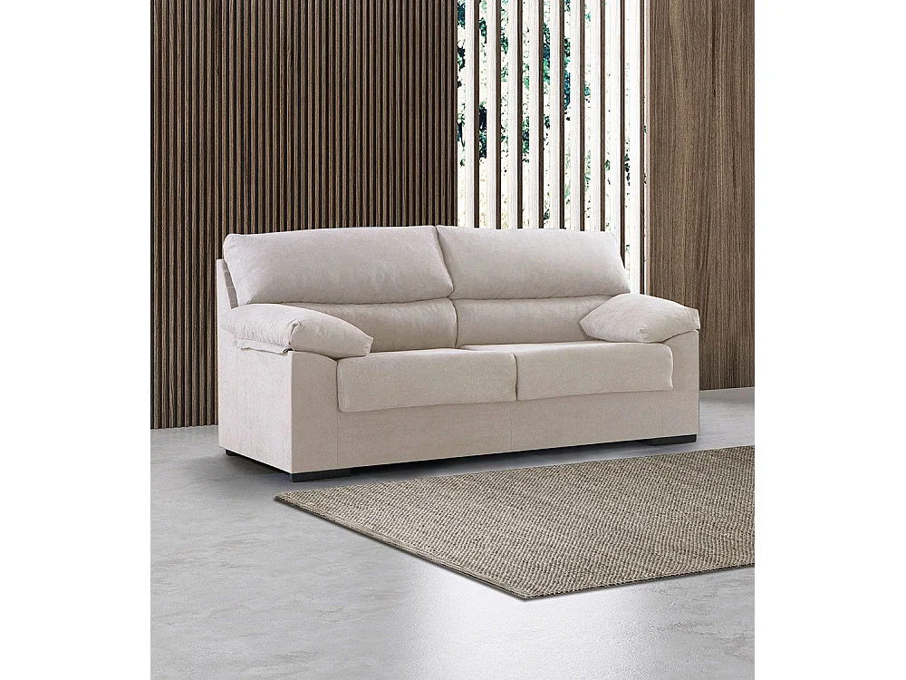 Sofá de 3 plazas de 180x97x85 cm de tela de microfibra antimanchas en color beige Denver