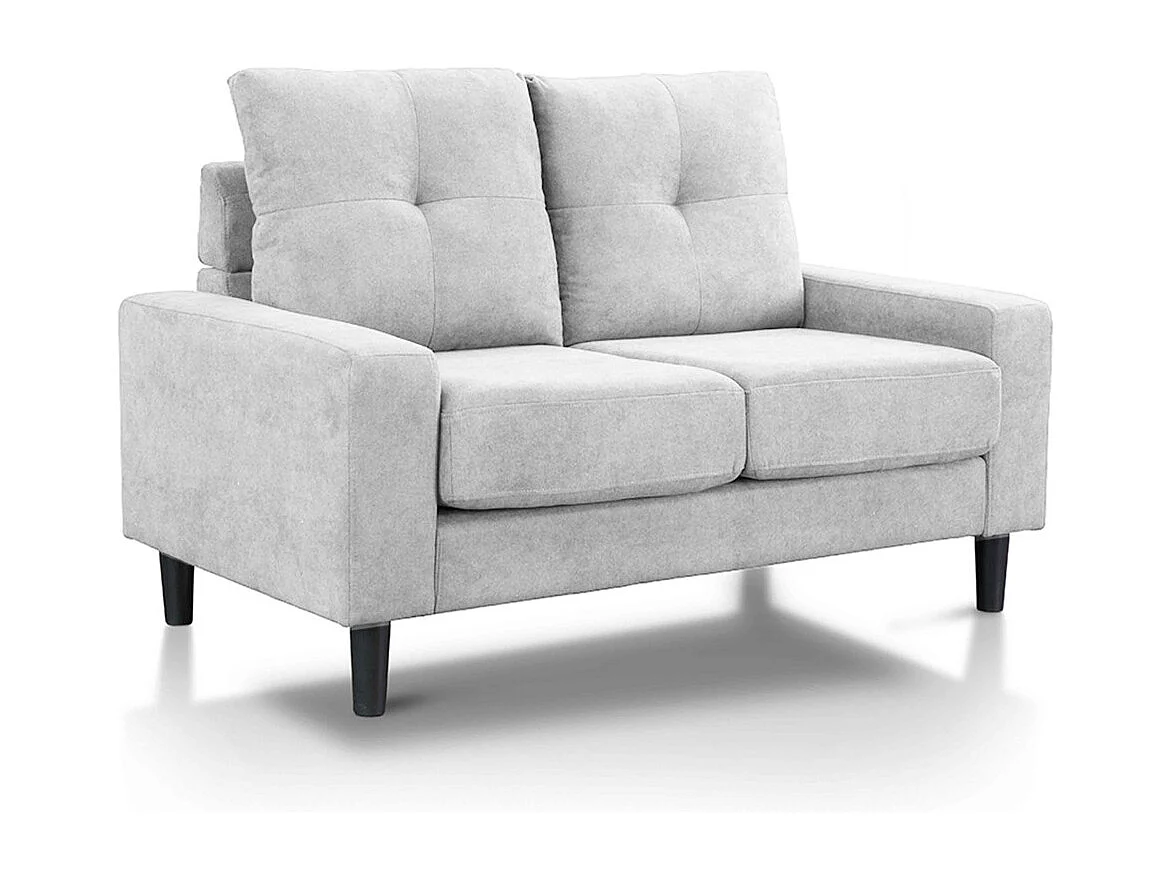 Sofá de 2 plazas de 96x145x78 cm de tela en color gris claro con patas negras Brooklyn