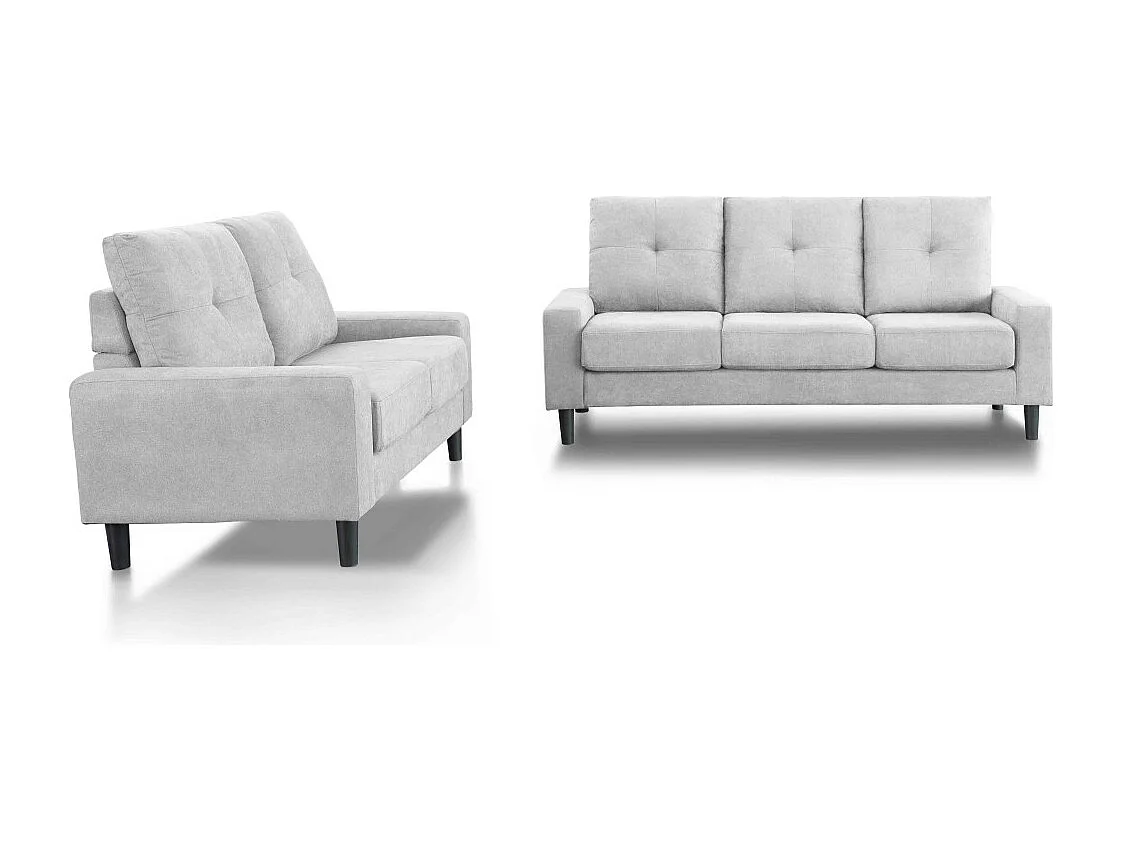Sofá de 2 plazas de 96x145x78 cm de tela en color gris claro con patas negras Brooklyn