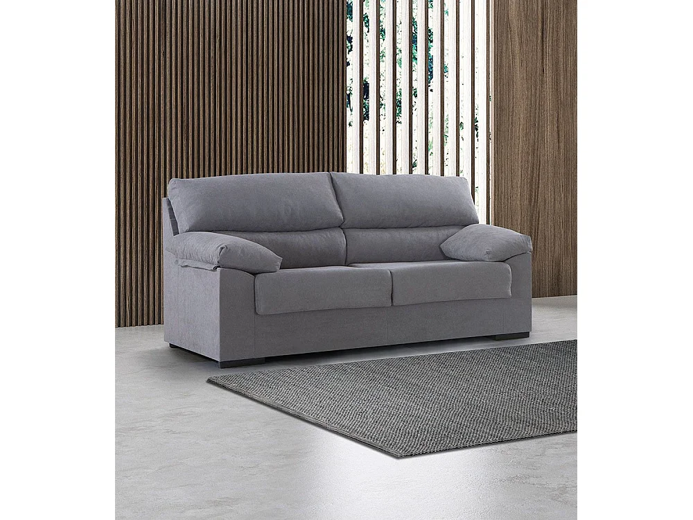 Sofá de 3 plazas de 180x97x85 cm de tela de microfibra antimanchas en gris claro Denver