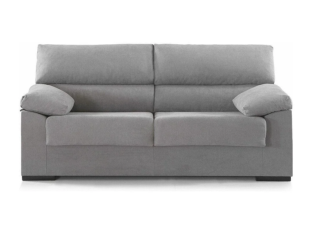 Sofá de 3 plazas de 180x97x85 cm de tela de microfibra antimanchas en gris claro Denver