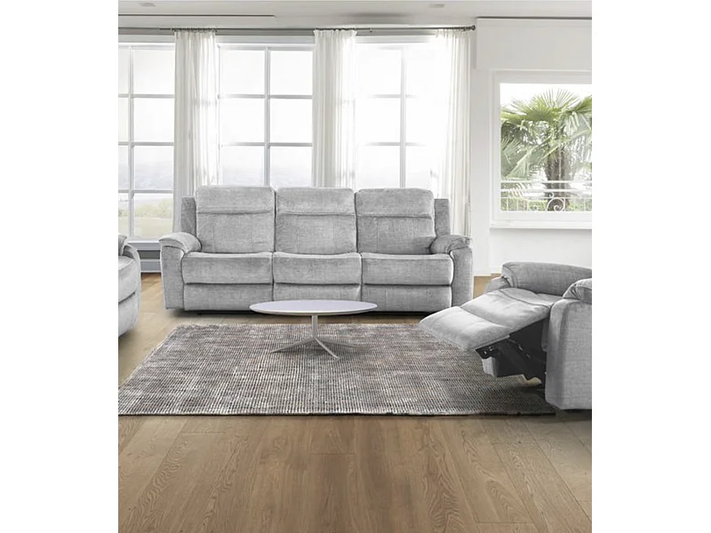 Sofá relax de 3 plazas reclinable manual de 101x203x95 cm de tela en color gris Reimon