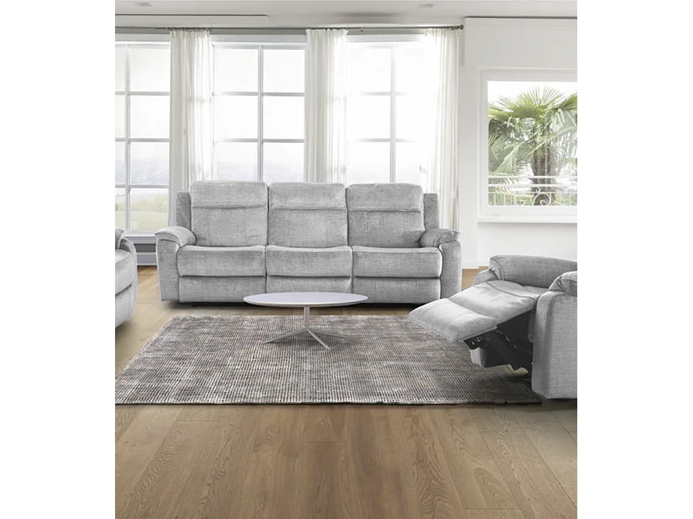 Sofá relax de 3 plazas reclinable manual de 101x203x95 cm de tela en color gris Reimon